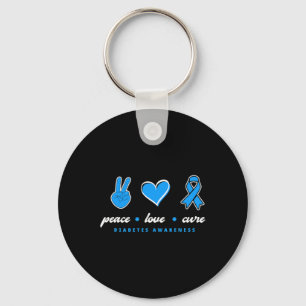 Peace Love Cure T1D Warrior Type One Diabetes Awar Key Ring