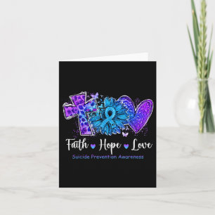 Peace Love Cure Teal & Purple Sunflower Suicid Card