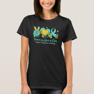 Peace Love Cure Teal Ribbon Fragile X Syndrome Awa T-Shirt