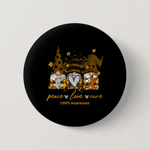 Peace Love Cure Three Gnomes Orange Ribbon Crps Aw 6 Cm Round Badge