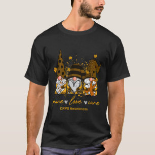 Peace Love Cure Three Gnomes Orange Ribbon Crps Aw T-Shirt