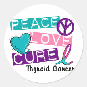 PEACE LOVE CURE Thyroid Cancer Shirts & Gifts Classic Round Sticker