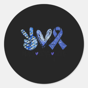 Peace Love Cure Type 1 Diabetes Awareness T1d Blue Classic Round Sticker