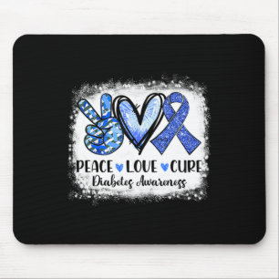 Peace Love Cure Type 1 Diabetes Awareness T1d Blue Mouse Mat
