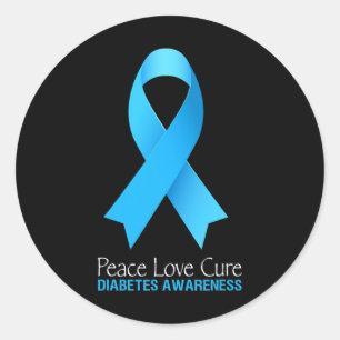 Peace Love Cure Type 1 Diabetes Awareness T1d Diab Classic Round Sticker
