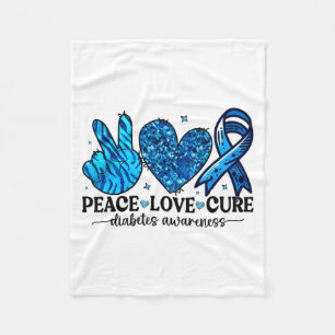 Peace Love Cure Type 1 Diabetes Awareness T1d Ribb Fleece Blanket