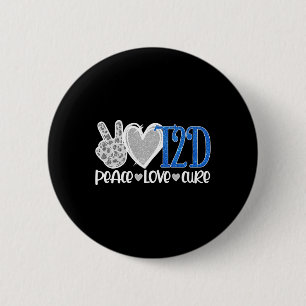 Peace Love Cure Type 2 Diabetes Awareness T2D Blue 6 Cm Round Badge