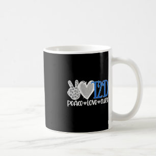 Peace Love Cure Type 2 Diabetes Awareness T2D Blue Coffee Mug