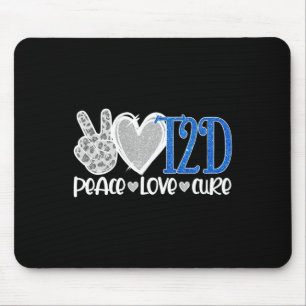 Peace Love Cure Type 2 Diabetes Awareness T2D Blue Mouse Mat