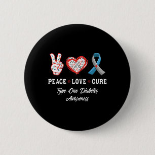 Peace Love Cure Type One Diabetes Awareness Men Wo 6 Cm Round Badge