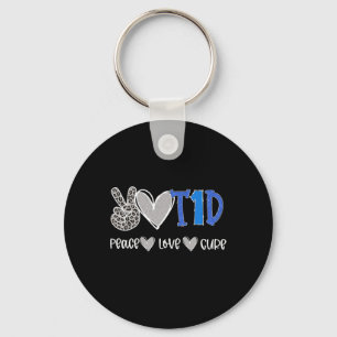Peace Love Cure Type One Diabetes Awareness T1d  Key Ring