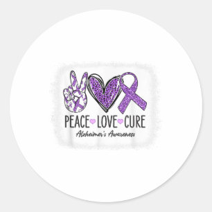 Peace Love Cure We Wear Purple For Heimers Awarene Classic Round Sticker