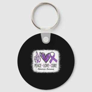 Peace Love Cure We Wear Purple For Heimers Awarene Key Ring