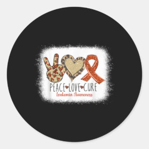 Peace Love Cure Wear Orange For Leukaemia Awarenes Classic Round Sticker
