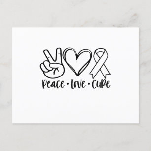 Peace Love Cure White Ribbon Announcement Postcard