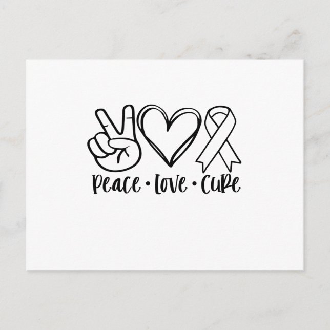 Peace Love Cure White Ribbon Announcement Postcard (Front)