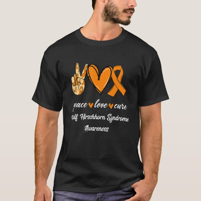 Peace Love Cure Wolf Hirschhorn Syndrome Ribbon Aw T-Shirt (Front)