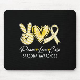 Peace Love Cure Yellow Ribbon Sarcoma Awareness Mouse Mat