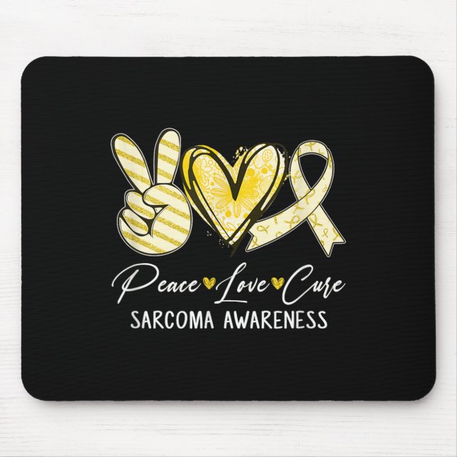 Peace Love Cure Yellow Ribbon Sarcoma Awareness  Mouse Mat (Front)