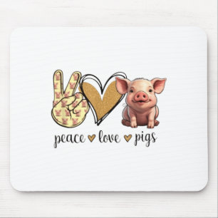 Peace Love Cute Show Pig Lover Mouse Mat