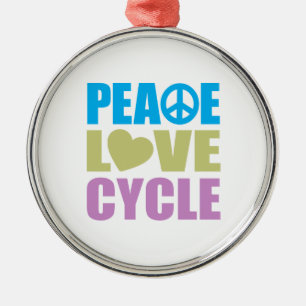 Peace Love Cycle Metal Tree Decoration