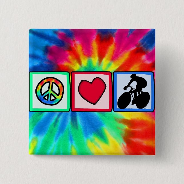 Peace, Love, Cycling 15 Cm Square Badge (Front)