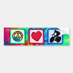Peace, Love, Cycling Bumper Sticker
