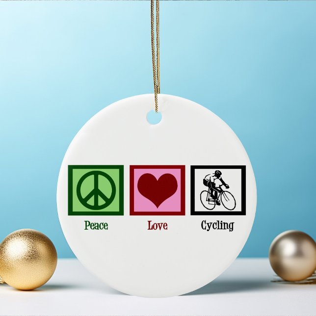 Peace Love Cycling Ceramic Tree Decoration (Creator Uploaded)
