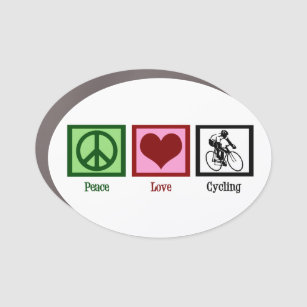 Peace Love Cycling Cute Cyclist Car Magnet