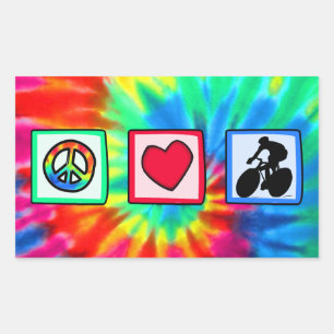 Peace, Love, Cycling Rectangular Sticker