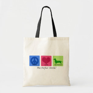 Peace Love Dachshund Tote Bag