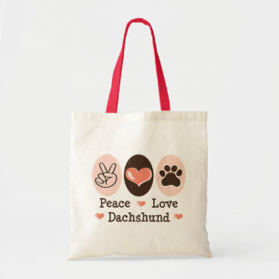 Peace Love Dachshund Tote Bag