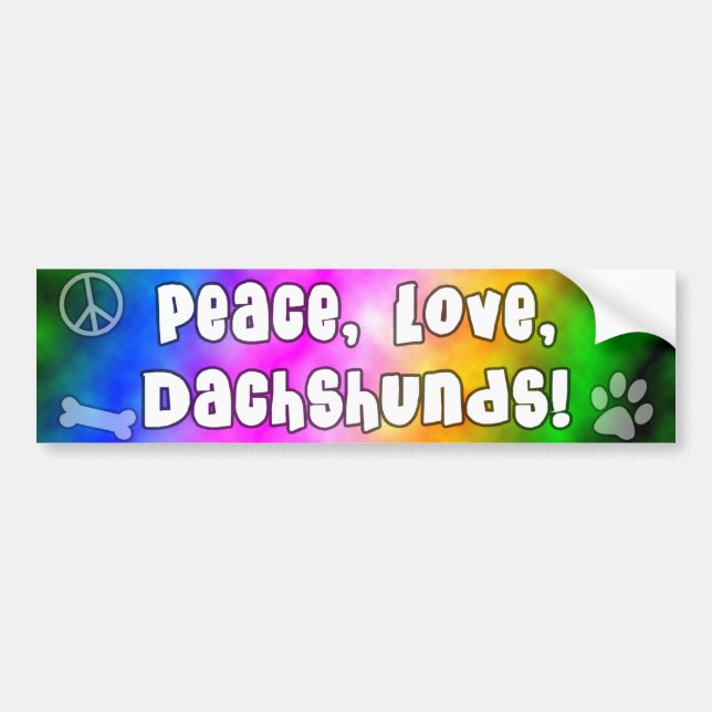 Peace Love Dachshunds Bumper Sticker (Front)