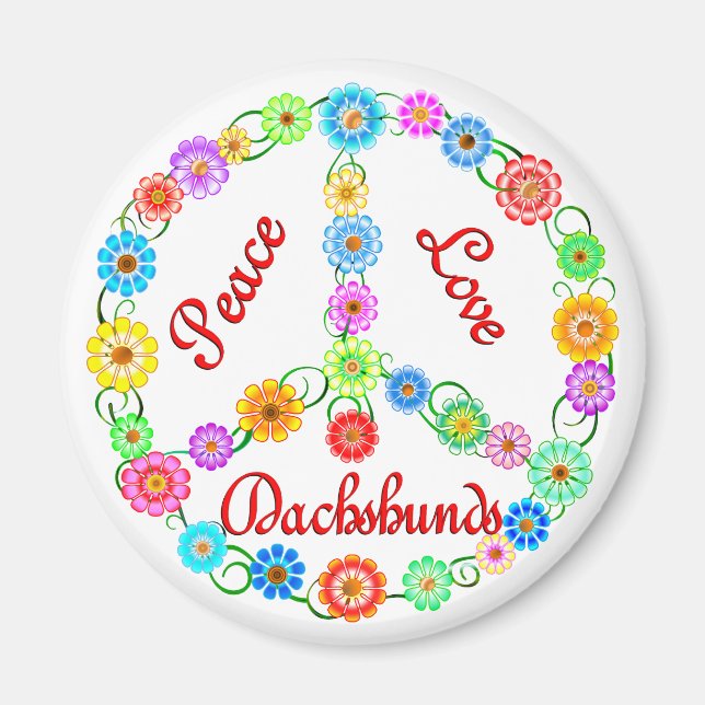 Peace Love Dachshunds Magnet (Front)