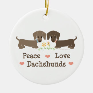 Peace Love Dachshunds Ornament