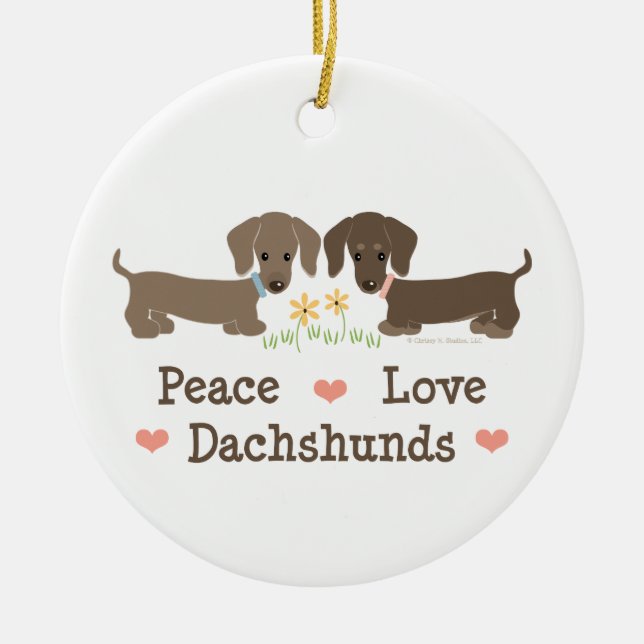 Peace Love Dachshunds Ornament (Front)