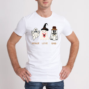 Peace Love Dad Funny Halloween T-Shirt