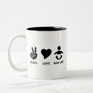 Peace Love Dad Life Funny New Dad Fathers Day Two-Tone Coffee Mug