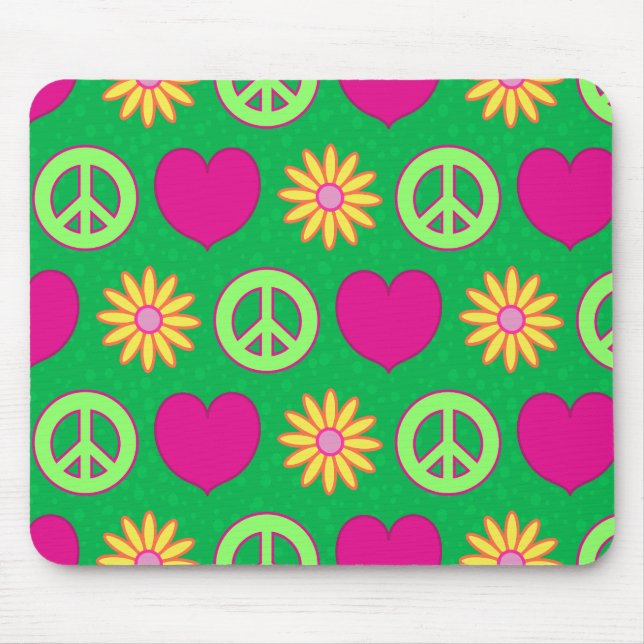 Peace Love Daisies Mouse Mat (Front)