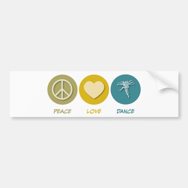 Peace Love Dance Bumper Sticker (Front)