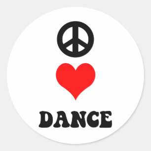 Peace Love Dance Classic Round Sticker
