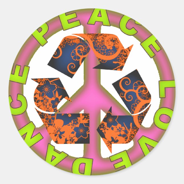 Peace Love Dance Classic Round Sticker (Front)