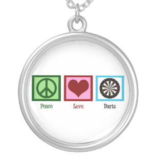 Peace Love Darts Silver Plated Necklace