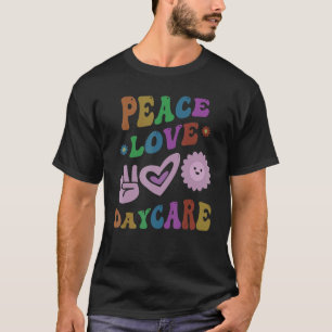 PEACE LOVE DAYCARE Retro Teacher Groovy School T-Shirt