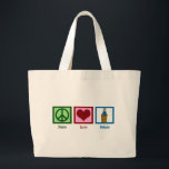Peace Love Debate Large Tote Bag<br><div class="desc">A great speech and debate team gift with a peace sign, heart, and someone who stands behind a podium speaking.</div>