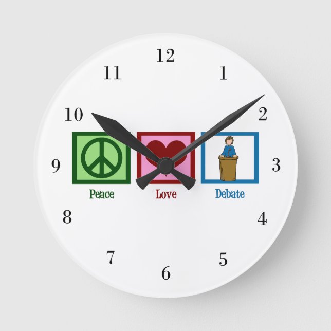 Peace Love Debate Round Clock (Front)