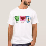 Peace Love Debate T-Shirt<br><div class="desc">A great speech and debate team gift with a peace sign,  heart,  and someone who stands behind a podium speaking.</div>