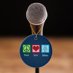 Peace Love Debate Team Ceramic Tree Decoration
