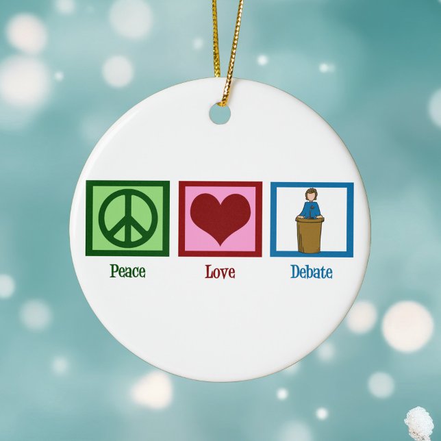 Peace Love Debate Team Cute Christmas Ceramic Tree Decoration (Creator Uploaded)