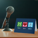 Peace Love Debate Team Holiday Card<br><div class="desc">A cool debate team Christmas gift for all of your speech and debate friends. Peace Love Debate for people who spend their time debating political topics and current events.</div>